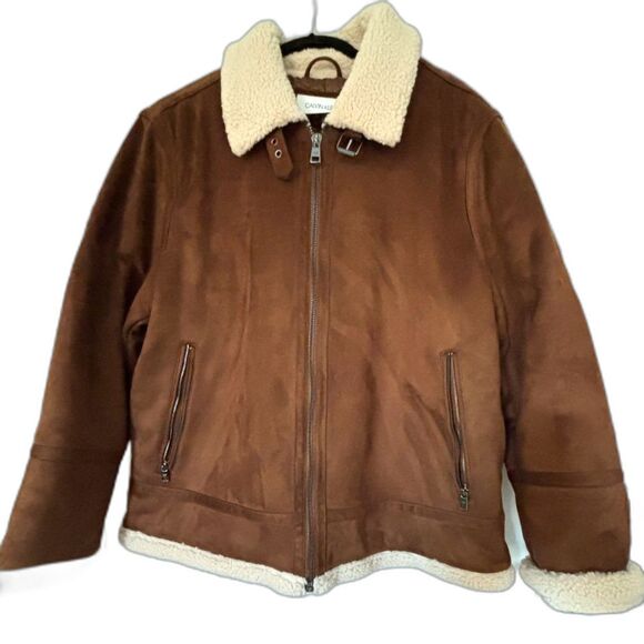 Calvin Klein Men's Classic Faux Shearling B-3 Bomber Jacket, 2XL-EUC - Picture 1 of 10